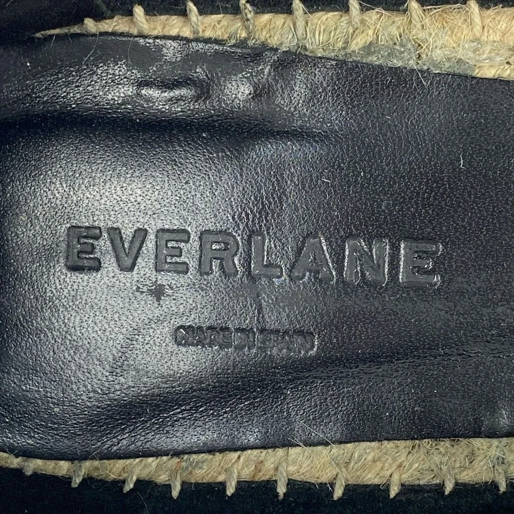 Everlane Womens, Shoes black leather and jute espadrille size 8 black.‎